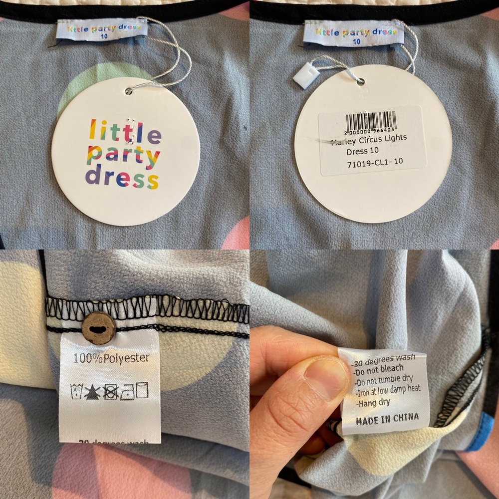 Little Party Dress Colorful Polka Dot Whimsical Maximalist Retro V Neck Size 10 - Picture 14 of 15